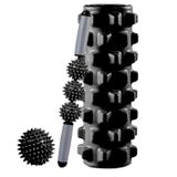  Bộ cột Yoga Thư giãn cơ bắp 3 trong 1 Eva Foam Roller rỗng, Chiều dài: 45cm (Răng sói đen) 