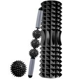  Bộ cột Yoga thư giãn cơ bắp 3 trong 1 Eva Foam Roller rỗng, Chiều dài: 45cm (Trăng lưỡi liềm đen) 