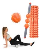  Bộ cột Yoga thư giãn cơ bắp 3 trong 1 Eva Foam Roller rỗng, Chiều dài: 33cm (Hình lưỡi liềm màu cam) 