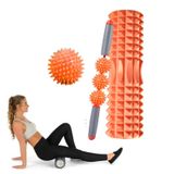  Bộ cột Yoga thư giãn cơ bắp 3 trong 1 Eva Foam Roller rỗng, Chiều dài: 45cm (Hình lưỡi liềm màu cam) 