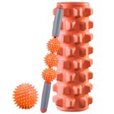  3 in 1 Eva Foam Roller Hollow Muscle Relaxation Muscle Column Set, Length: 45cm (Orange Wolf Tooth) 
