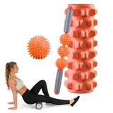  3 in 1 Eva Foam Roller Hollow Muscle Relaxation Muscle Column Set, Length: 45cm (Orange Wolf Tooth) 
