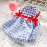  Dog Cat Spring And Summer Clothes Pet Skirt, Size: XS(Red Ribbon Blue Griffine Skirt) 