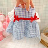  Dog Cat Spring And Summer Clothes Pet Skirt, Size: M(Red Ribbon Blue Griffine Skirt) 