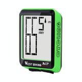  Biking West Mountain Road Bike Không dây Bảng nhân vật lớn Màn hình lớn Không thấm nước Đèn tốc độ tốc độ ánh sáng (Xanh lục) 
