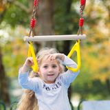  Cây gậy gỗ ép bắt tay treo nhẫn trẻ em swing, giao hàng màu ngẫu nhiên 