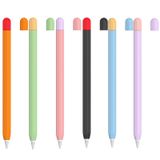  2 Bộ vỏ bảo vệ silicon 5 trong 1 bút stylus + nắp bút hai màu + 2 Ốp lưng Nib Đặt cho Apple Pencil 2 (Matcha Green) 