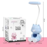  2 chiếc FY6601 Phim hoạt hình giữ bút đọc đèn bàn LED bảo vệ mắt Ký túc xá sinh viên đèn phòng ngủ (màu xanh lá cây) 