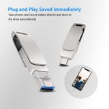  32GB USB 3.0 + 8 Pin + USB-C / loại C 3 trong 1 Điện thoại Meton Metal U-Disk có thể xoay (Bạc Xám) 