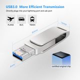  256GB USB 3.0 + 8 Pin + USB-C / loại-C 3 trong 1 Điện thoại Meton Metal Xoay U-Disk (màu hồng) 