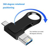  8GB USB 3.0 + 8 Pin + USB-C / loại C 3 trong 1 Metal Metal Metal U-Disk (Đen) 