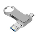  64GB USB 3.0 + 8 pin + USB-C / loại C 3 trong 1 Metal Metal Metal U-Disk (Bạc) 