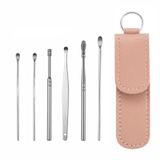  5 Bộ 6 trong 1 thép không gỉ Spring Spring Pick Pick Pick, Đặc điểm kỹ thuật: Bao da màu hồng 