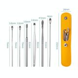  5 bộ 6 trong 1 thép không gỉ Spring Spring Pick Pick Pirection, Đặc điểm kỹ thuật: Bao da đen 