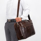  Đàn ông Retro Oil Wax Leather Túi xách 17 inch Túi máy tính Vai chéo chéo (Brown) 