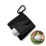  Tấm lót lông cừu sợi nhỏ Khăn lau bóng GOLF có móc Carabiner (Đen) 