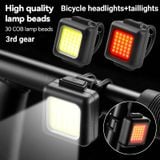  Hạt đèn COB Đèn xe đạp leo núi mini có thể sạc lại USB Đèn xe đạp đường trường MTB chống nước, Màu sắc: Đèn pha trắng + Đèn hậu đỏ 