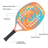  CAMEWIN Sợi thủy tinh + Vợt tennis bãi biển Carbon có túi đựng (Màu xanh lá cây) 