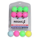  REGAIL 12 cái/hộp Quả bóng bàn bằng nhựa nhiều màu sắc (Đỏ + Vàng + Xanh lam + Xanh lục) 