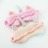  2 PCS Gradient Colorful Plush Eye Mask Travel Shading Sleep Aid Eye Mask (White Pink Unicorn) 