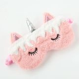  2 PCS Gradient Colorful Plush Eye Mask Travel Shading Sleep Aid Eye Mask (White Pink Unicorn) 