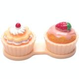  Phim hoạt hình dễ thương Bánh kem Kính Hộp đôi Kính áp tròng Hộp đôi (Màu vàng) 