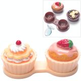  Phim hoạt hình dễ thương Bánh kem Kính Hộp đôi Kính áp tròng Hộp đôi (Màu vàng) 