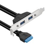  50CM USB3.0 PCI phía sau Vách ngăn Dòng có chiều cao đầy đủ Khung gầm tự làm với cáp chuyển 20 chân tai (Đen) 