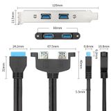  50CM USB3.0 PCI phía sau Vách ngăn Dòng có chiều cao đầy đủ Khung gầm tự làm với cáp chuyển 20 chân tai (Đen) 