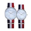  CAGARNY 6812 Mặt tròn hợp kim Vỏ bạc Cặp đôi thời trang Đồng hồ nam và nữ Đồng hồ thạch anh tình nhân với dây đeo nylon 