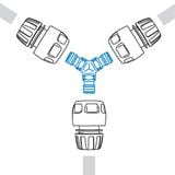 Khớp nối nhanh 3 đầu để chia nhánh dây tưới GF3451 - Ý