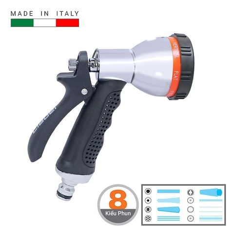 Vòi tưới cầm tay Inox 8 chế độ phun Claber 9622 - Ý