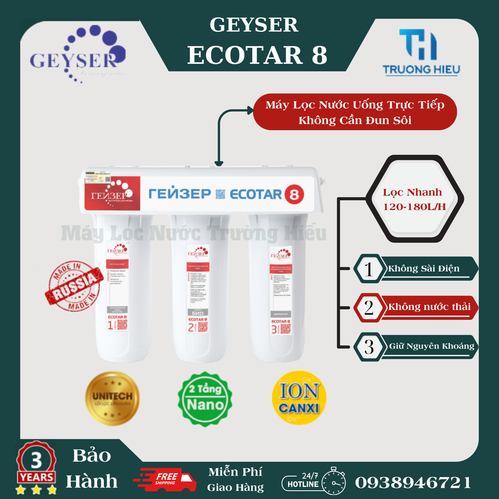 Máy lọc nước Ion Canxi Geyser Ecotar 8
