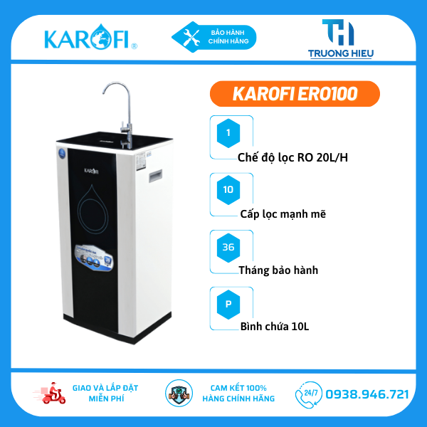 Máy Lọc Nước Karofi Hydrogen ERO100, 10 lõi lọc