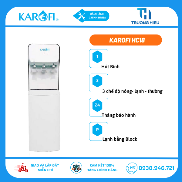 Cây Nước Nóng Lạnh Karofi HC18 ( Hút Bình)