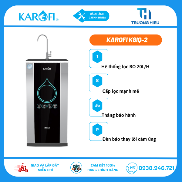 Máy lọc nước Karofi thông minh K8IQ-2.0 8 cấp lọc