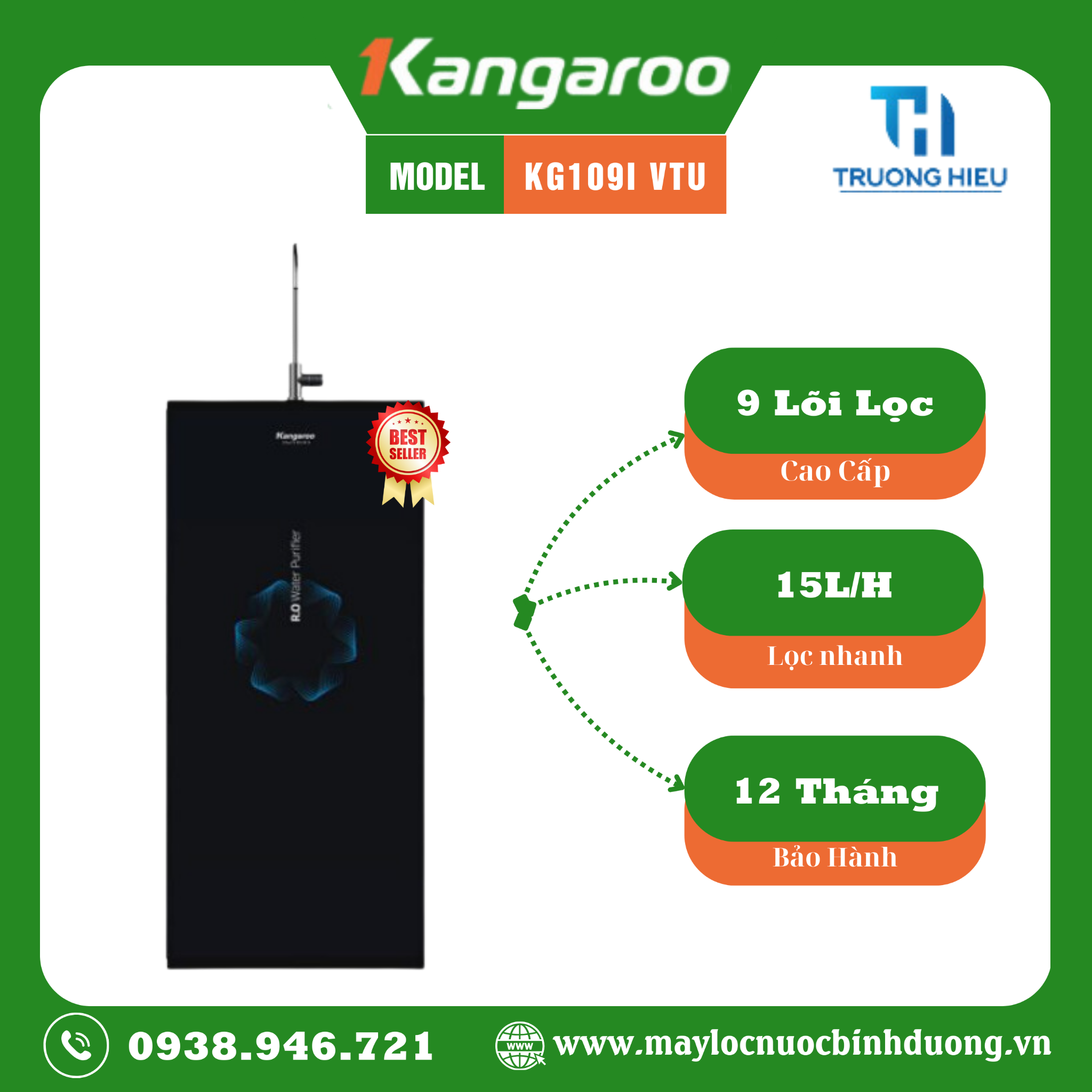 Máy Lọc Nước RO Kangaroo 9 Lõi KG109I