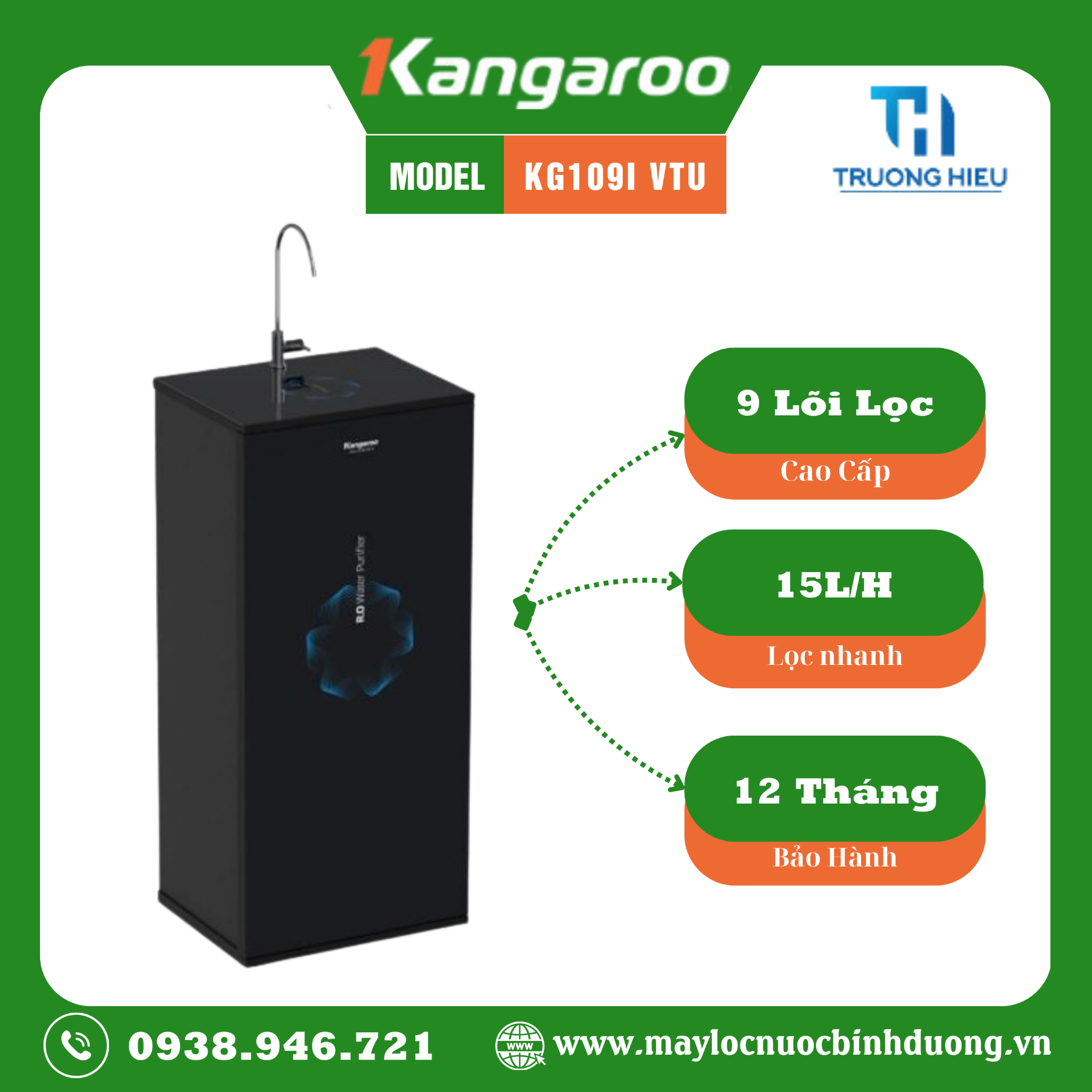 Máy Lọc Nước RO Kangaroo 9 Lõi KG109I