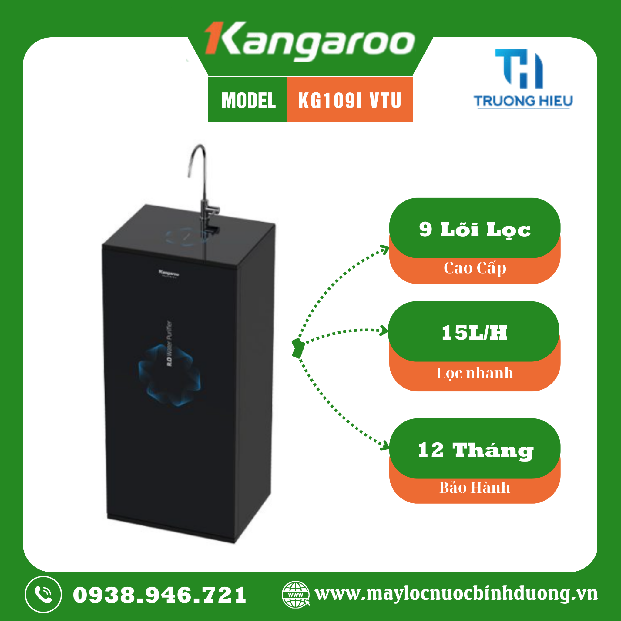 Máy Lọc Nước RO Kangaroo 9 Lõi KG109I
