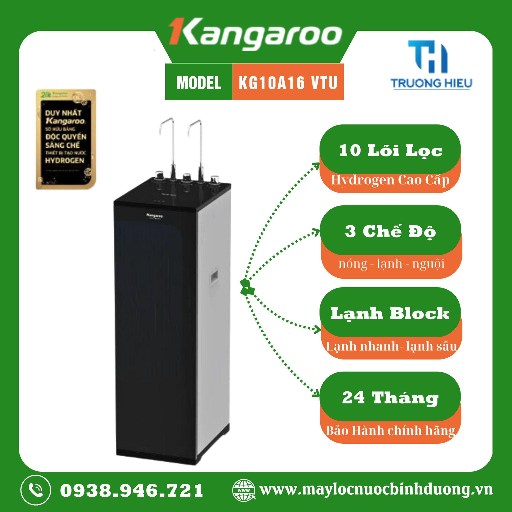 Máy lọc nước Kangaroo Hydrogen Infinity Nóng Lạnh KG10A16