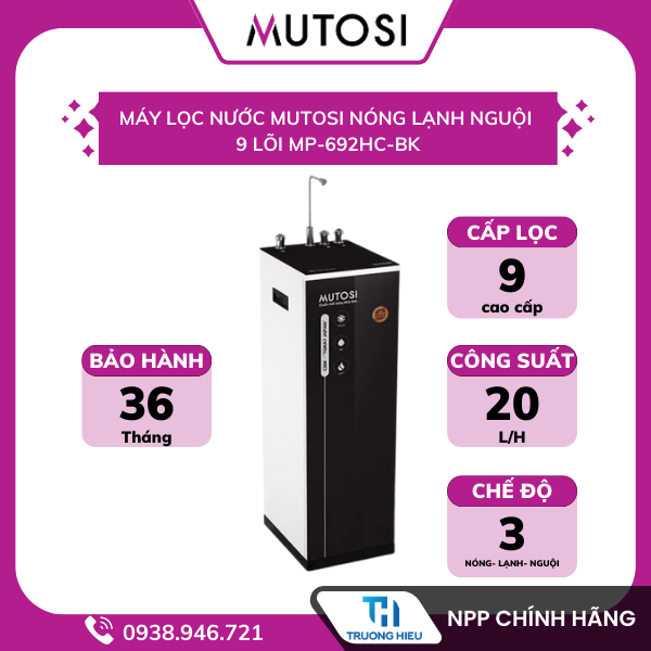 Máy lọc nước Mutosi Nóng Lạnh Nguội 9 lõi MP-692HC-BK