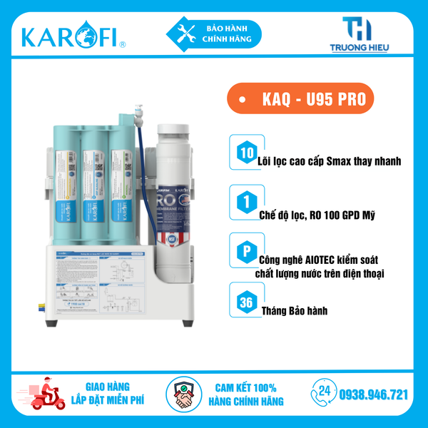 Máy lọc nước RO Karofi KAQ-U95 Pro - 10 Lõi - Vòi LED