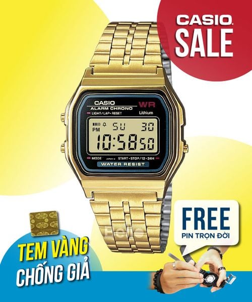  Casio A159WGEA-1DF - Uy tín từ 2009, Tem vàng chống giả, Bảo hành 1 năm, Pin miễn phí trọn đời 