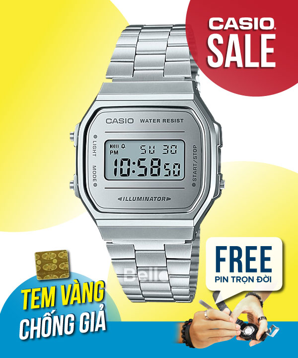 Đồng hồ Casio Nam A168WEM-7DF chính hãng, giá rẻ, PIN TRỌN ĐỜI – Bello