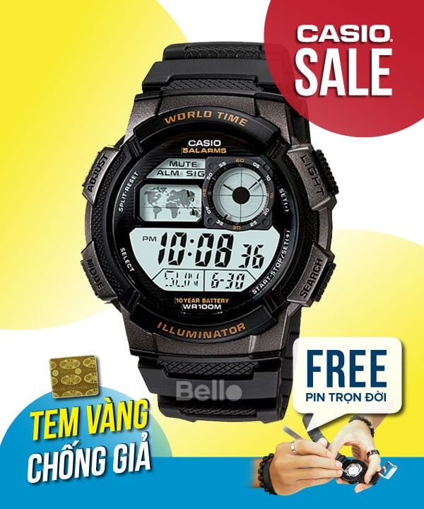  Casio AE-1000W-1AVDF - Uy tín từ 2009, Tem vàng chống giả, Bảo hành 1 năm, Pin miễn phí trọn đời 