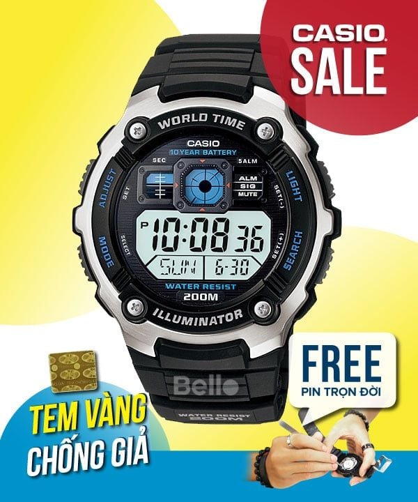  Casio AE-2000W-1AVDF - Uy tín từ 2009, Tem vàng chống giả, Bảo hành 1 năm, Pin miễn phí trọn đời 