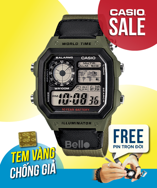  Casio AE-1200WHB-3BVDF - Uy tín từ 2009, Tem vàng chống giả, Bảo hành 1 năm, Pin miễn phí trọn đời 