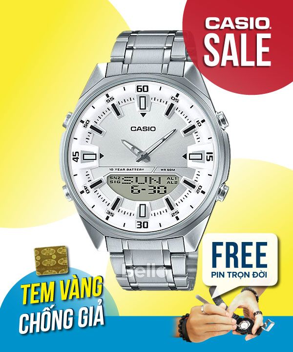  [Pin Miễn Phí Trọn Đời] AMW-830D-7AVDF - Đồng hồ Casio - Tem vàng chống giả 