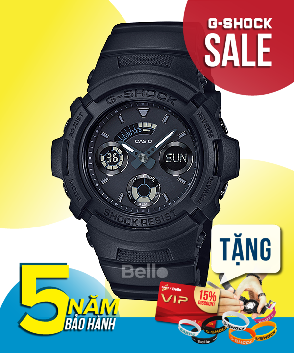  [Pin Miễn Phí Trọn Đời] AW-591BB-1A - Đồng hồ G-Shock Nam - Tem Vàng Chống Giả 