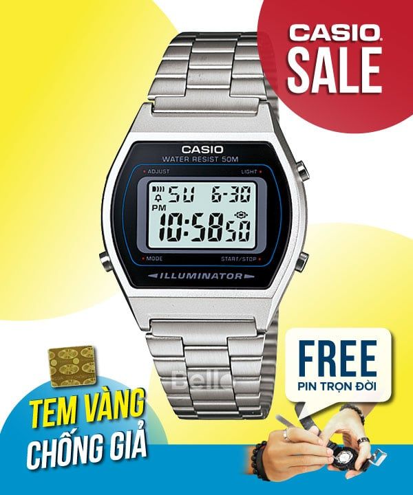  [Pin Miễn Phí Trọn Đời] B640WD-1A - Đồng hồ Casio Nữ - Tem vàng chống giả 